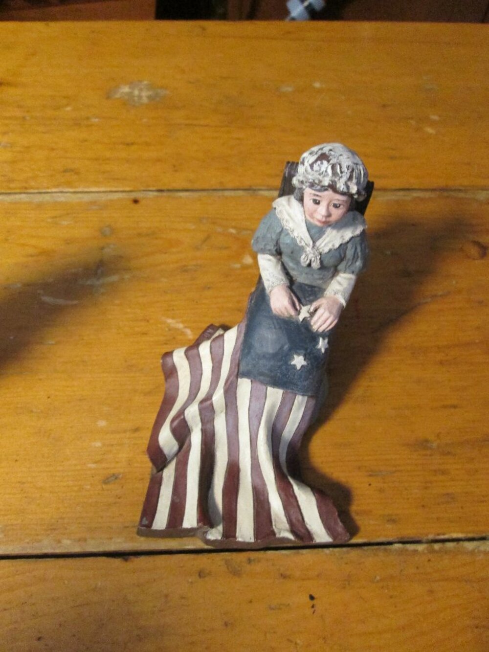 limited ed Sahara's attic patriotic lady making american flag Retired limited ed